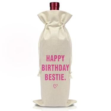 Imagem de Sacos de garrafa de vinho para presente de feliz aniversário, sacos de presente de vinho com cordão, presente exclusivo para dia especial, ideias de presentes significativos para melhores amigas