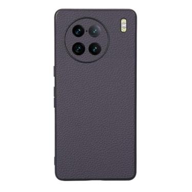 Imagem de Capas Compatível com VIVO X90 PRO,Design de grão levantado de superfície,Proteção contra queda,Anti impressão digital,Anti arranhões,Aparência de couro de imitação de plástico macio-Grey