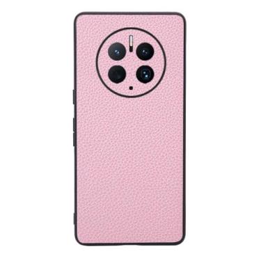 Imagem de Capas Compatível com HUAWEI Mate 50 PRO,Design de grão levantado de superfície,Proteção contra queda,Anti impressão digital,Anti arranhões,Aparência de couro de imitação de plástico macio-Pink