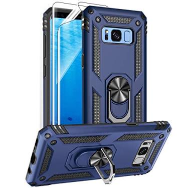 Imagem de Capa para Samsung Galaxy S8 com protetores de tela HD (não serve para o S8 Plus), suporte de anel de metal de nível militar da Androgate com suporte de 4,5 m, capa à prova de choque testada contra