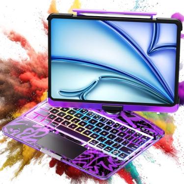 Imagem de Capa com teclado transparente para iPad Air de 11 polegadas (M3/M2, 2025/2024)/iPad Air 5ª/4ª geração 11 polegadas 2022 2020/iPad Pro 11 polegadas 1/2/3/4 2018-2022, trackpad, suporte de lápis