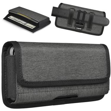 Imagem de ykooe Coldre de nylon resistente compatível com iPhone 17 Pro Max, Galaxy S25/S24/S23/S21/S20 Ultra, A16 A15 A14 A13 Moto G Stylus Play Power 5G Suporte de cinto para celular masculino, cinza escuro