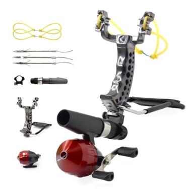 Imagem de Runzkzy Estilingue de foguete de pulso para caça, estilingue de catapulta para pesca estilingue de precisão para adultos, estilingue profissional com acessórios de estilingue