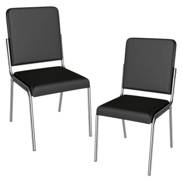 Imagem de Kit 2 Cadeiras Cromada Sala Jantar 2C129CR Corino Marrom Kappesberg