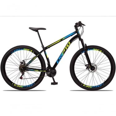 Imagem de Bicicleta Aro 29 Aço Carbono 21v Cripto Freios A Disco - Preto/verde E Azul - 17 Preto/verde E Azul
