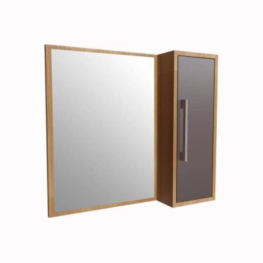 Imagem de Armário Espelheira Para Banheiro Alice Mel Grafite 1 Porta e 2 Prateleiras