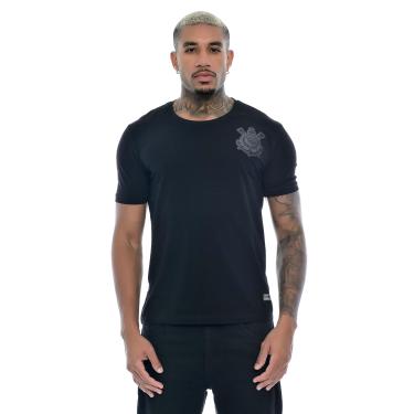 Imagem de Camisa Corinthians Com Brasao Frente Bordado, Masculina, Preta, G