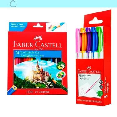 Imagem de Kit Canetas Trilux 5 Cores E Ecolápis 48 Cores Faber-Castell