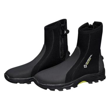 Imagem de RNXRZANK Botas de Mergulho de Neoprene de 5 Mm, Botas para Roupa de Mergulho, Multifuncionais, para Mergulho Autônomo, Caiaque, Sola de Borracha com Travas, Zí, Ue 38 a 39