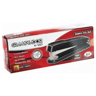 Imagem de Grampeador KIT K1221 metálico base 16 cm 25fls grampo 26/6.