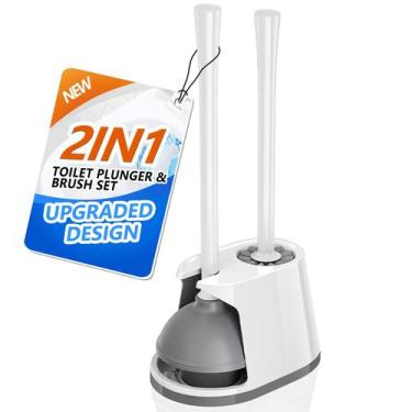 Imagem de Conjunto de pistão e escova de vaso sanitário Trenti 2 em 1 para vaso 