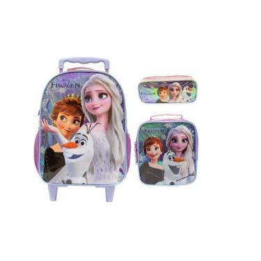 Imagem de Kit Escolar Frozen G Mochila De Rodas + Lancheira + Estojo - Xeryus