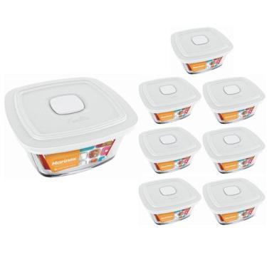 Imagem de Pote Vidro Marinex Quadrado Facilita Vap Com Tampa 1L 7Un - NADIR FIGU