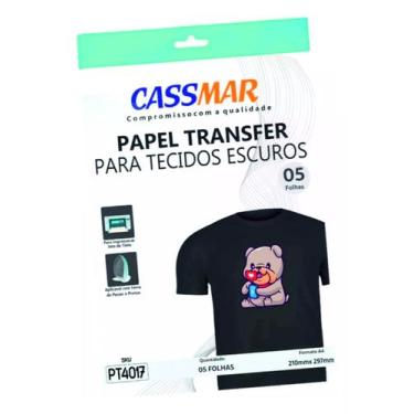 Imagem de Papel Transfer Jato De Tinta A4 Tecidos Escuros 75g/m² 5 fls Cassmar -
