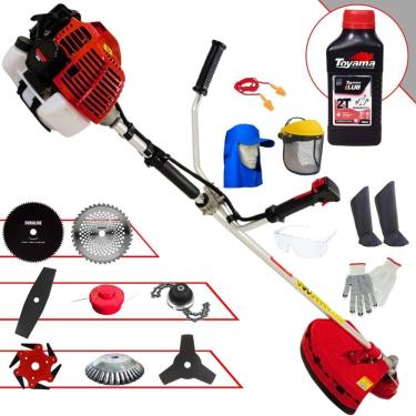 Imagem de Cortador de Grama Kawashima KW52-L 52cc 2,5HP 10.000rpm Roçadeira Lateral Completa Com Carretel de Nylon + 7 Opções de Corte + EPI + ÓLEO TOYAMA 2T