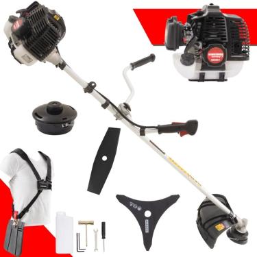 Imagem de Máquina de Cortar Grama À Gasolina Kawashima KW52LE 2T 52cc 2,5HP de Alta Performance Completa Com Carretel Nylon + Lâmina 2 Pontas + Lâmina 3 Pontas