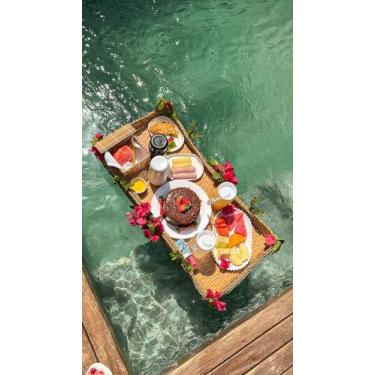 Imagem de Bandeja Decorativa Artesanal de Vime Natural 80cm  Rústica e Sofistica