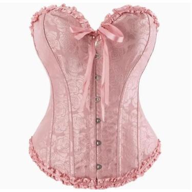 Imagem de Corpete Corset Espartilho Cinta Modela Cintura Floral Rose - Modas Fag