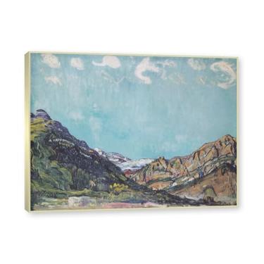 Imagem de Moldura champanhe. Imagem natureza em tela, (sem título 05) de Ferdinand Hodler, reprodução de quadros, quadro de arte de parede de tela para casa. 60x80cm