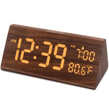 Imagem de Despertador DreamSky Wooden Digital de 7,7 polegadas com porta USB