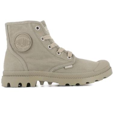 Imagem de Palladium Bota feminina Pampa Hi Boot de lona vegana com cadarço, Eucalipto, 37