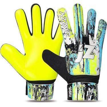 Imagem de Jazzy Sports Luvas de goleiro de futebol para crianças, luvas de goleiro juvenil, antiderrapante, palma de látex de 4 mm, com forte aderência, proteção de pulso dupla (amarelo, tamanho 8, adequado