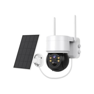 Imagem de Camera de Segurança Wifi, Câmera de Segurança Externa Solar, Bateria Recarregável, Placa Solar 5W, Detecção Humana PIR, Visão Noturna, Áudio Bidirecional, IP66, Armazenamento em Nuvem/microSD, 2MP