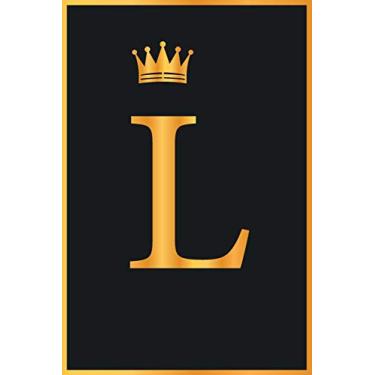 Imagem de L: Gold Color Initial Monogram Letter L for Notebook Journal, Pretty Crown, Kings Notebook.