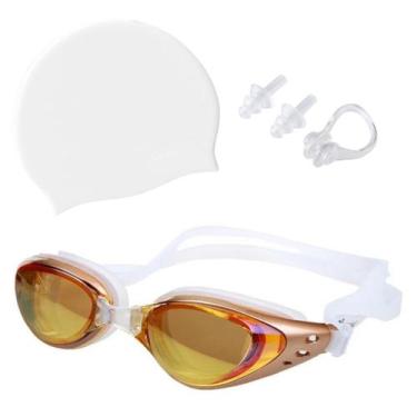 Imagem de Kit Óculos Touca Silicone Protetor Nasal Aurícular Natação Profissiona