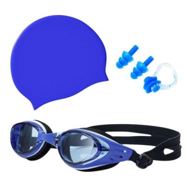 Imagem de Kit Óculos Touca Silicone Protetor Nasal Aurícular Natação Profissiona