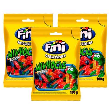 Imagem de Balas de Gelatina Fini Minhocas 100g | Kit com três unidades