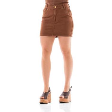 Imagem de Saia Collor Feminina Arauto Mom - Arauto Jeans, Marrom, 46