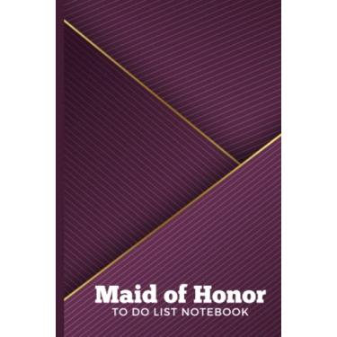 Imagem de Maid of Honor To Do List Notebook: Hardcover/Gold Floral Leaves on Purple Pattern - Modern Luxury Theme/Checklist/Wedding Gift For Maid of Honor from Bride/Cute Card Alternative