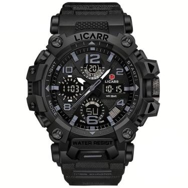 Imagem de Relógio Digital Masculino à Prova De água 5atm Duplo Display Esportivo Quartzo Preto