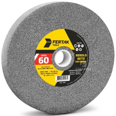 Imagem de Rebolo Reto Pedra Esmeril Uso Geral 6X3/4 Grão 60 Com Bucha