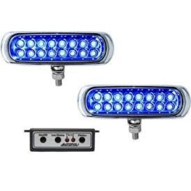 Imagem de Farol Strobo Estrobo Safetycar Luz Milha Slim Led Azul Carcaça Cromada Par