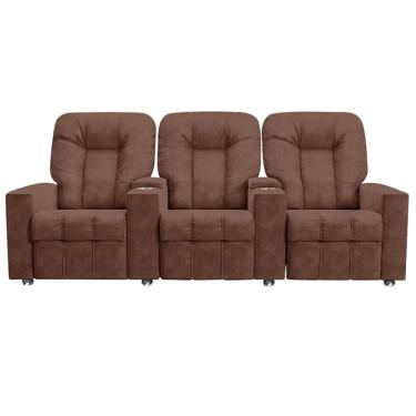 Imagem de Poltrona Reclinável Para Cinema 3 Lugares Sora Veludo Terracota FH1 - D'Rossi