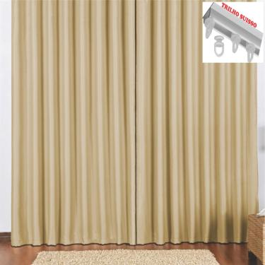 Imagem de Cortina 4 Mts Sala Quarto Escritório Blackout Original para Trilho Suisso - Avelã