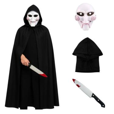 Imagem de Fantasia Completa Jogos Mortais Terror Halloween Máscara Saw