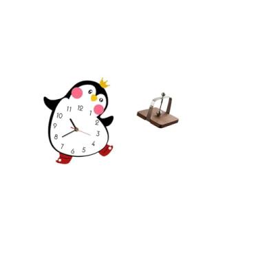 Imagem de Fenteer Relógio de Parede de Madeira com Desenho de Pinguim, Organizador E Dispensador de Lenços, Adorável, Alimentado Por Bateria, Decoração para Casa, Quart