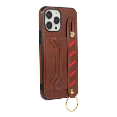 Imagem de Capa de cartão de couro para iphone 14 13 12 11 pro max plus mini x xs xr 7 8 pulseira caso de telefone, marrom profundo, para iphone 7plus