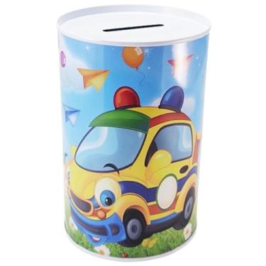 Imagem de Cofrinho, Cofre Infantil, Cofrinho Moedas Infantil em Metal DT1563FA Cofre de Moedas com Ilustrações de Fuscas e Ônibus. Além de Ensinar o Hábito de Poupar Desde Cedo, Ele Traz Diversão e Alegria.