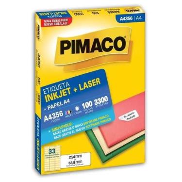 Imagem de Etiqueta pimaco a4356 25,4 x 63,5 com 100 fls  33 etiq. p/ folha