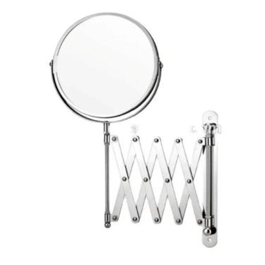 Imagem de Espelho De Aumento 5x Sanfonado Articulado De Parede Extensivel Pantografico Dupla Face Para Banheiro Barbear Maquiagem