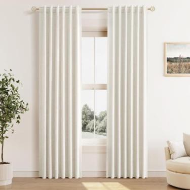 Imagem de Cortinas Guken Cream Linen Blackout 107 cm x 213 cm Sala de estar
