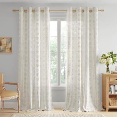 Imagem de Cortinas ugoutry Boho Linen 244 cm Quarto Sala de Estar Taupe