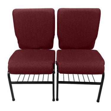 Imagem de 02 Cadeiras para Igrejas c/ Porta Biblía e Porta Cálice Vermelho