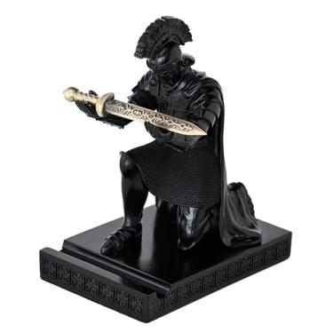 Imagem de CYXStar Porta-canetas Roman Praetorian Prefect Warrior Knight Ornamento de Resina Guarda Pretoriana Suporte de telefone celular Acessórios de mesa e organizador para escritório com abridor de cartas