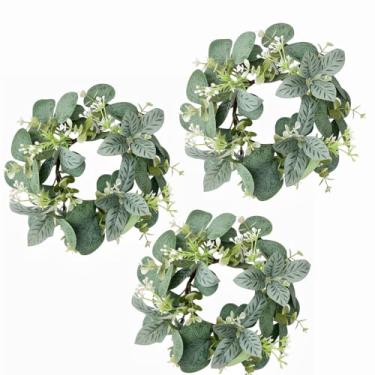 Imagem de Avoik 3 grinaldas artificiais de folhas de eucalipto de 25,4 cm para primavera, verão, guirlandas de armário falso para porta da frente, guirlanda verde de fazenda, estações, parede, ambientes