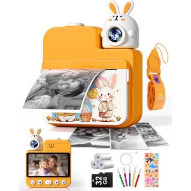 Imagem de Câmera de impressão instantânea Hittymoon Kids 3,0 com cartão TF de 32